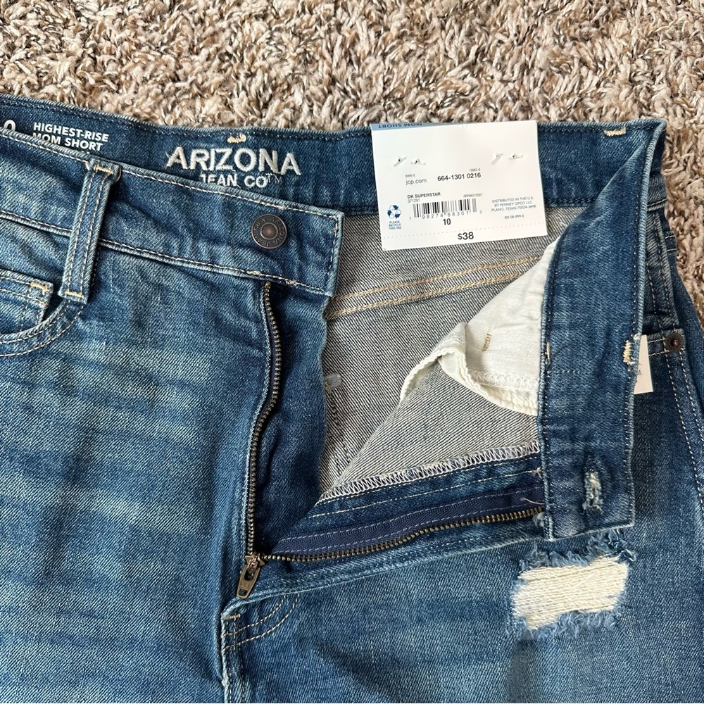 Arizona Jean Co Highest Rise Mom Short Women's Blue Denim Summer Rolled Cuff Hem - Picture 7 of 8